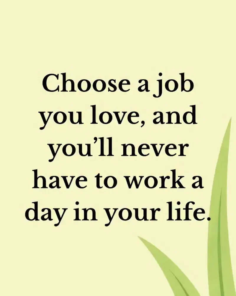 Choose a job you love, and you'll never have to work a day in your life